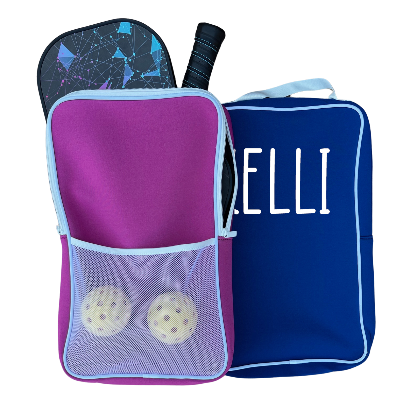 Personalized Pickleball Paddle Bag Cover for Two Paddles & Balls