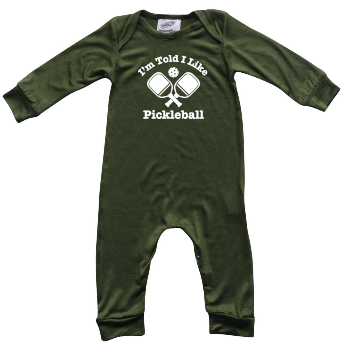 I'm Told I Like Pickleball Long Sleeve Romper Silky Army Green