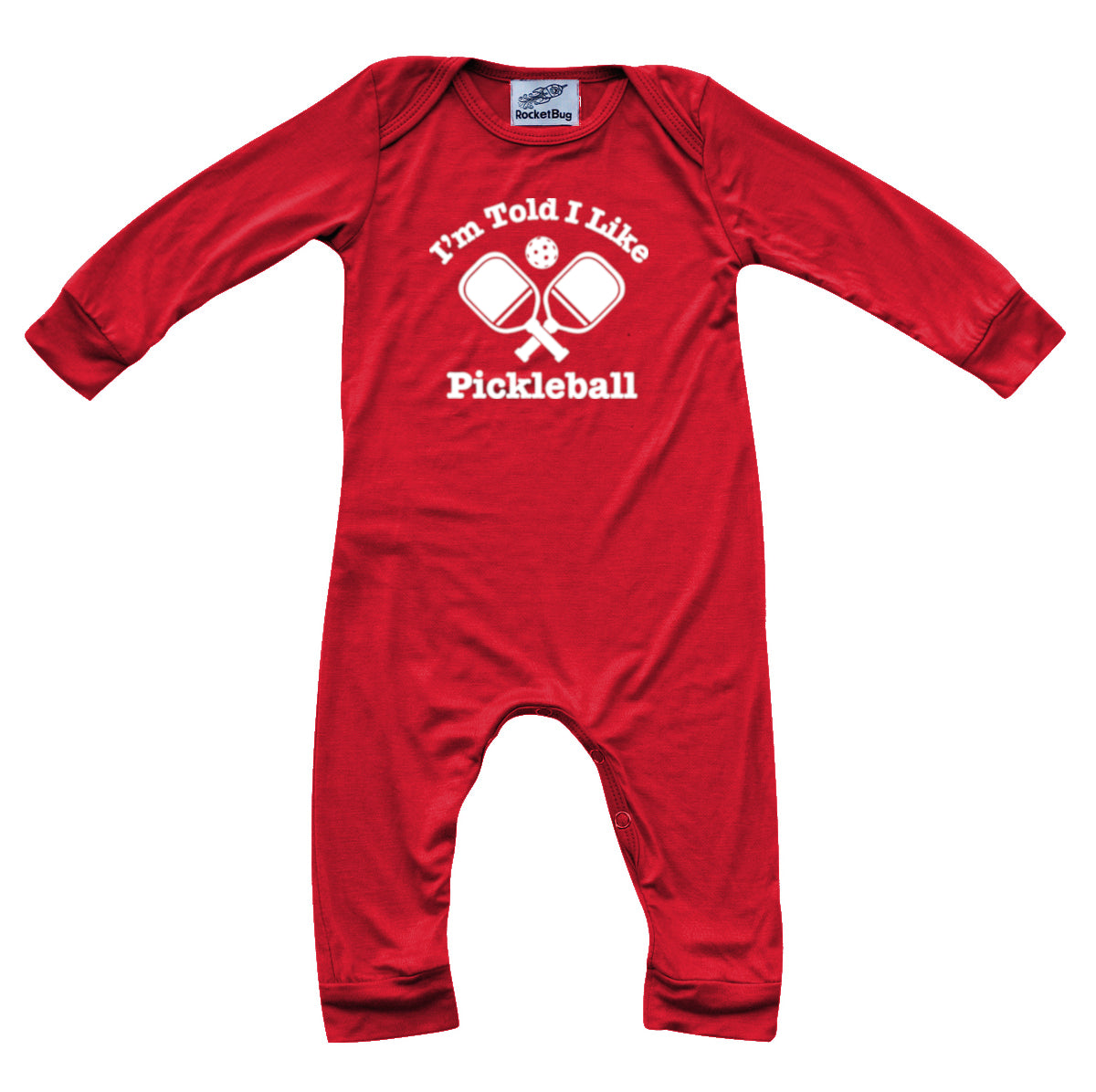 I'm Told I Like Pickleball Long Sleeve Romper Silky Red