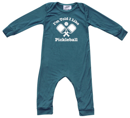 I'm Told I Like Pickleball Long Sleeve Romper Silky Midnight Teal
