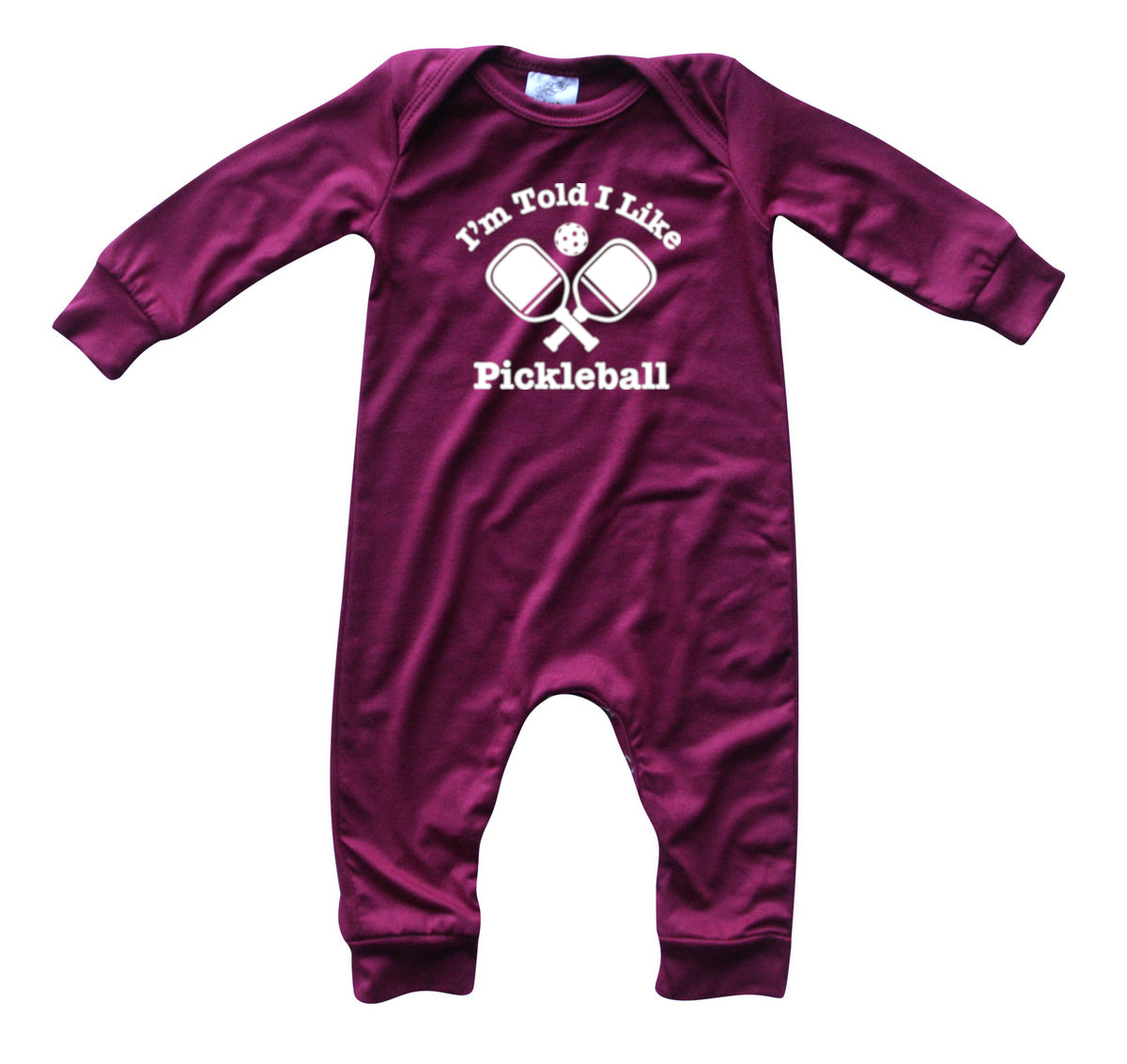 I'm Told I Like Pickleball Long Sleeve Romper Silky Wine