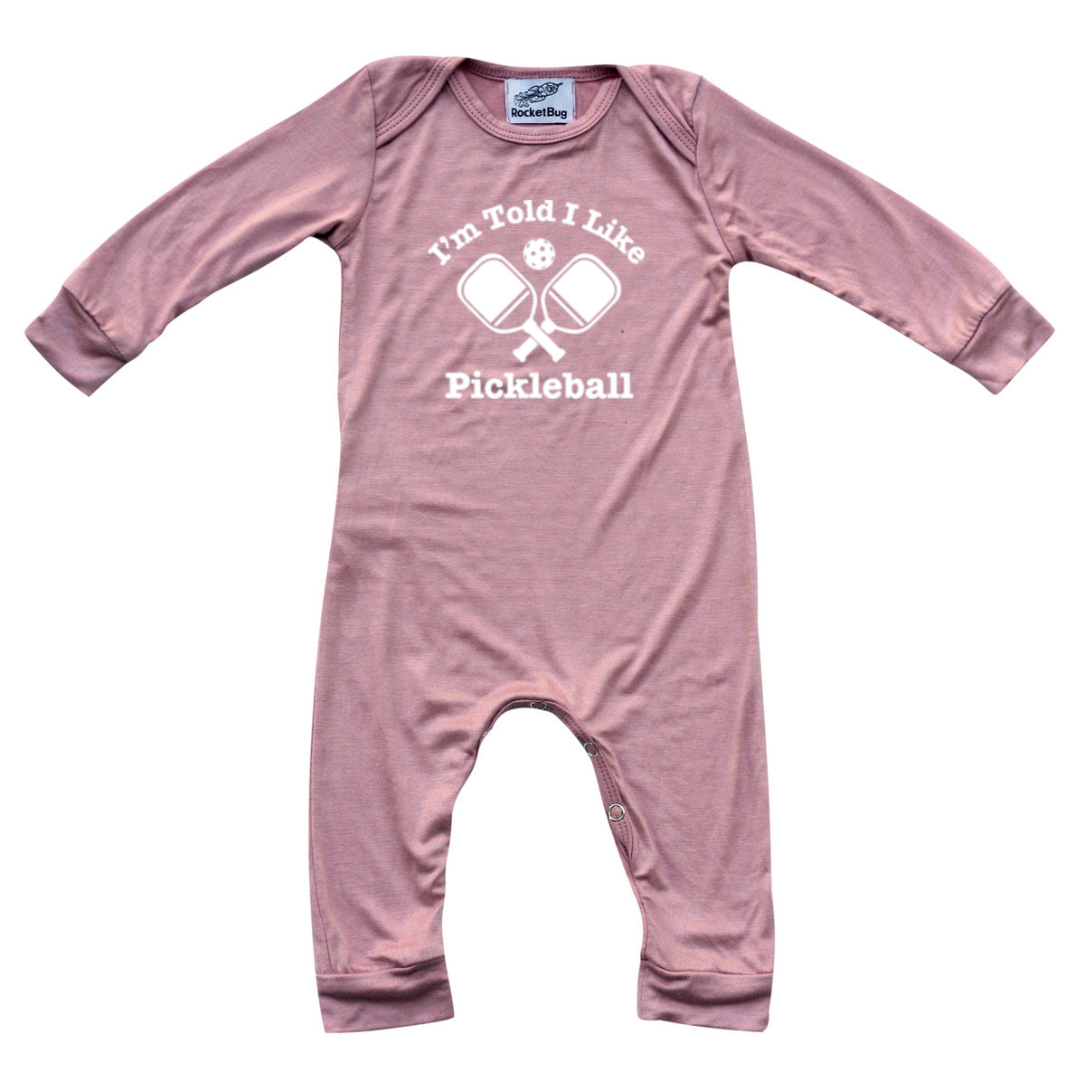 I'm Told I Like Pickleball Long Sleeve Romper Silky Dusty Rose
