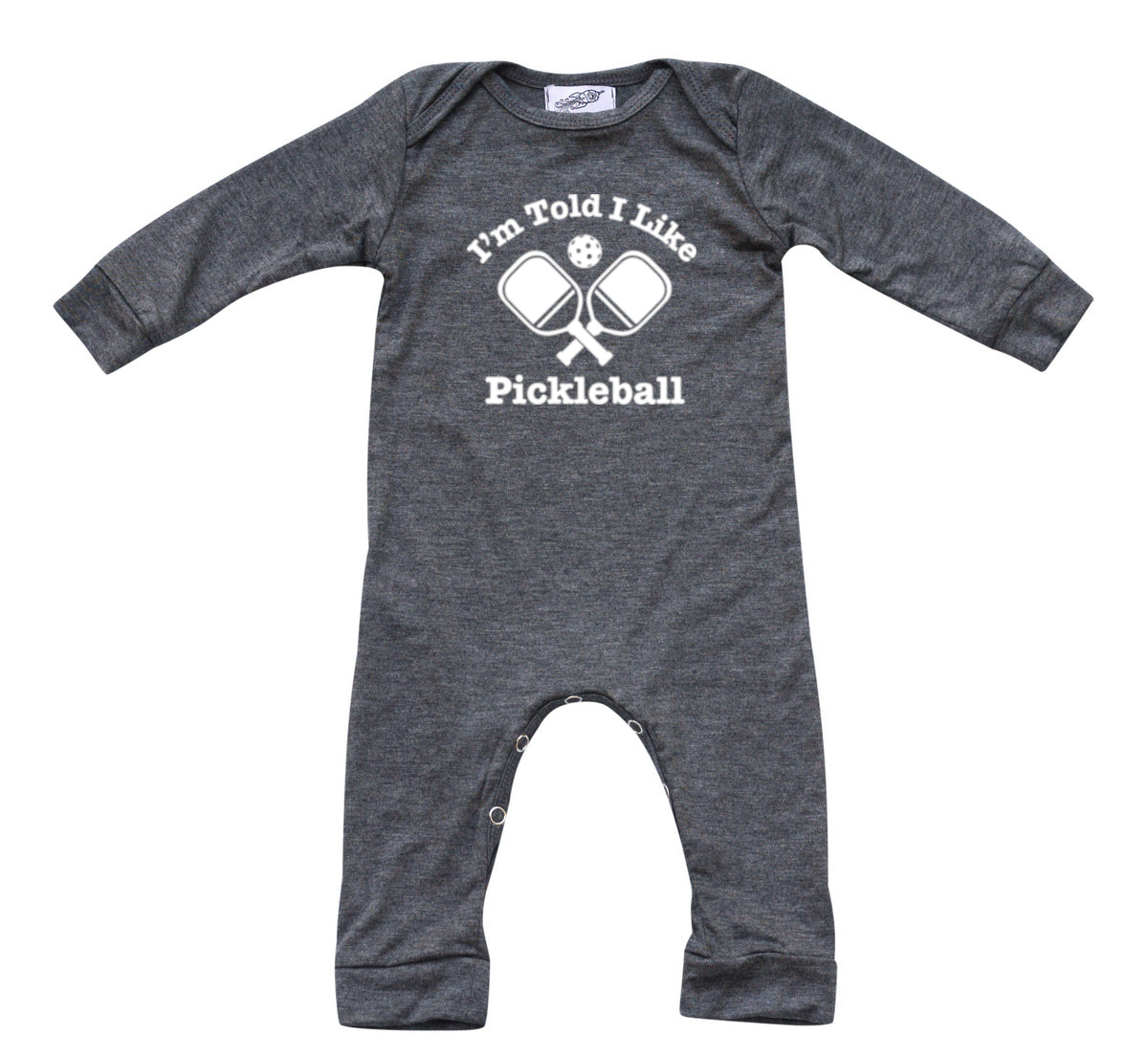 I'm Told I Like Pickleball Long Sleeve Romper Silky Heather Gray