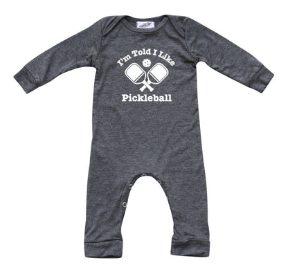 I'm Told I Like Pickleball Long Sleeve Romper Silky Heather Gray