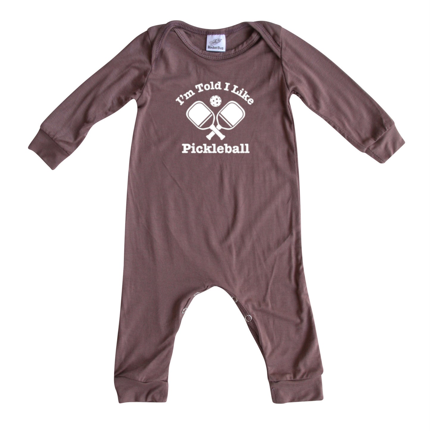 I'm Told I Like Pickleball Long Sleeve Romper Silky Dark Mauve