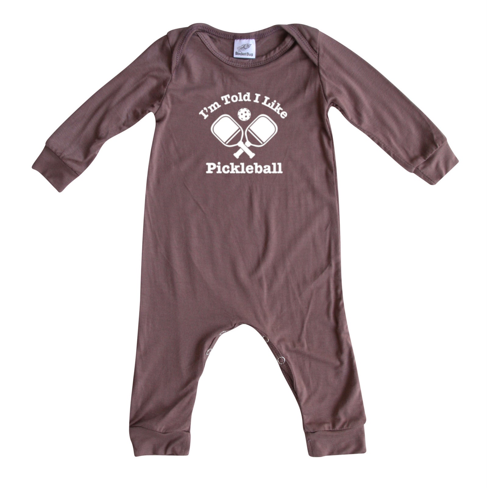 I'm Told I Like Pickleball Long Sleeve Romper Silky Dark Mauve