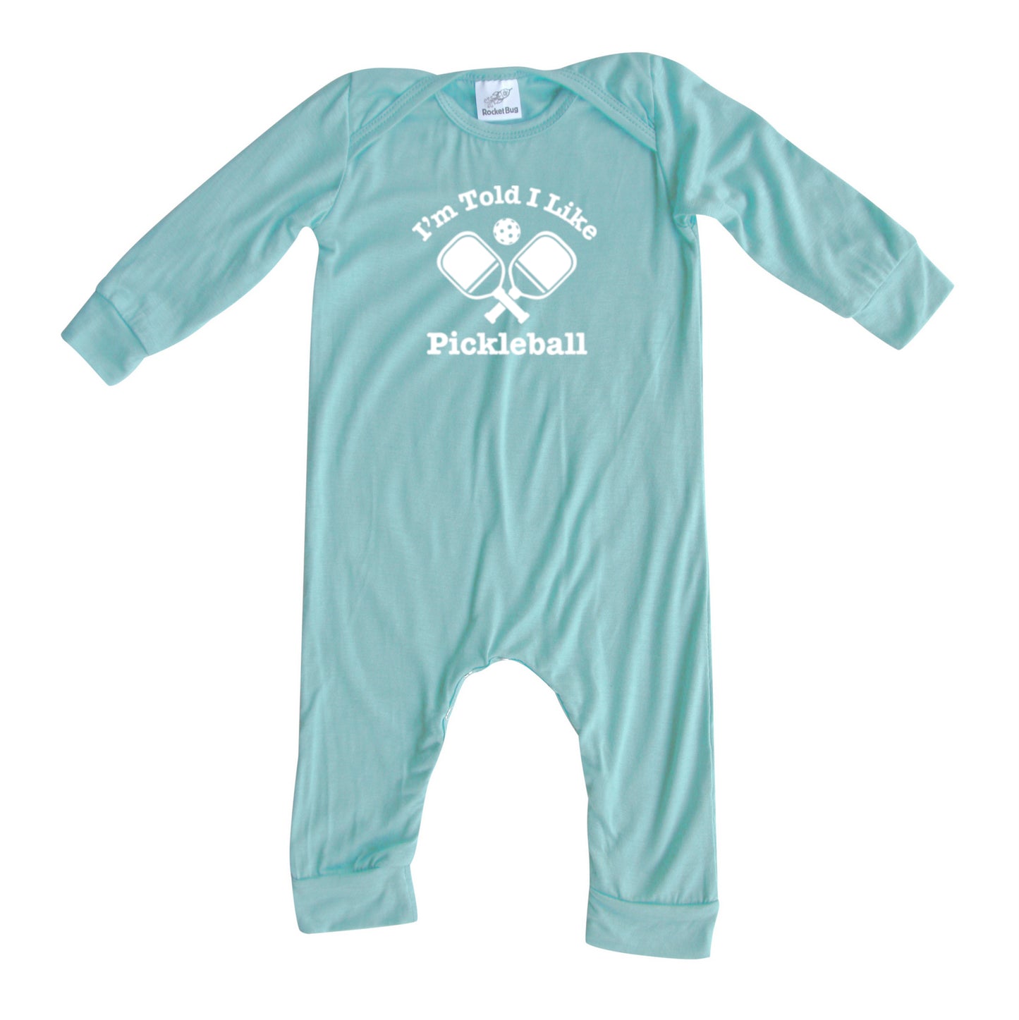 I'm Told I Like Pickleball Long Sleeve Romper Silky Seafoam