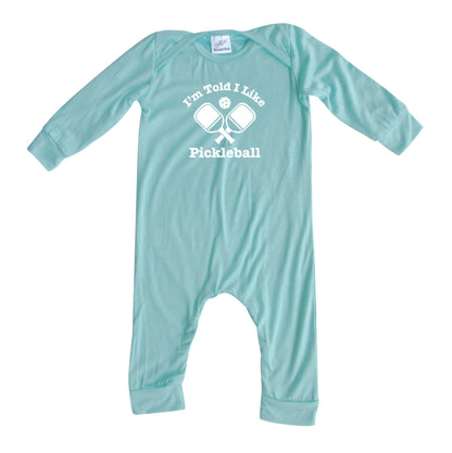 I'm Told I Like Pickleball Long Sleeve Romper Silky Seafoam
