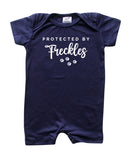 Protected By (Dog) Personalized Custom Silky Shorts Baby Romper for Boys and Girls