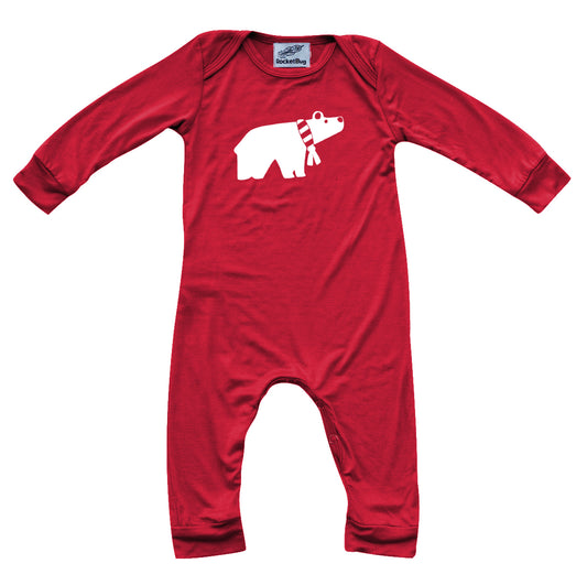 Polar Bear Holiday Long Sleeve Baby Jumpsuit Romper