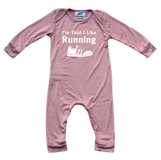 I'm Told I Like Running Long Sleeve Romper Silky Dusty Rose