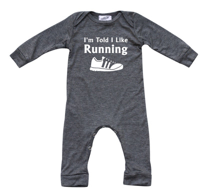 I'm Told I Like Running Long Sleeve Romper Silky Heather Gray