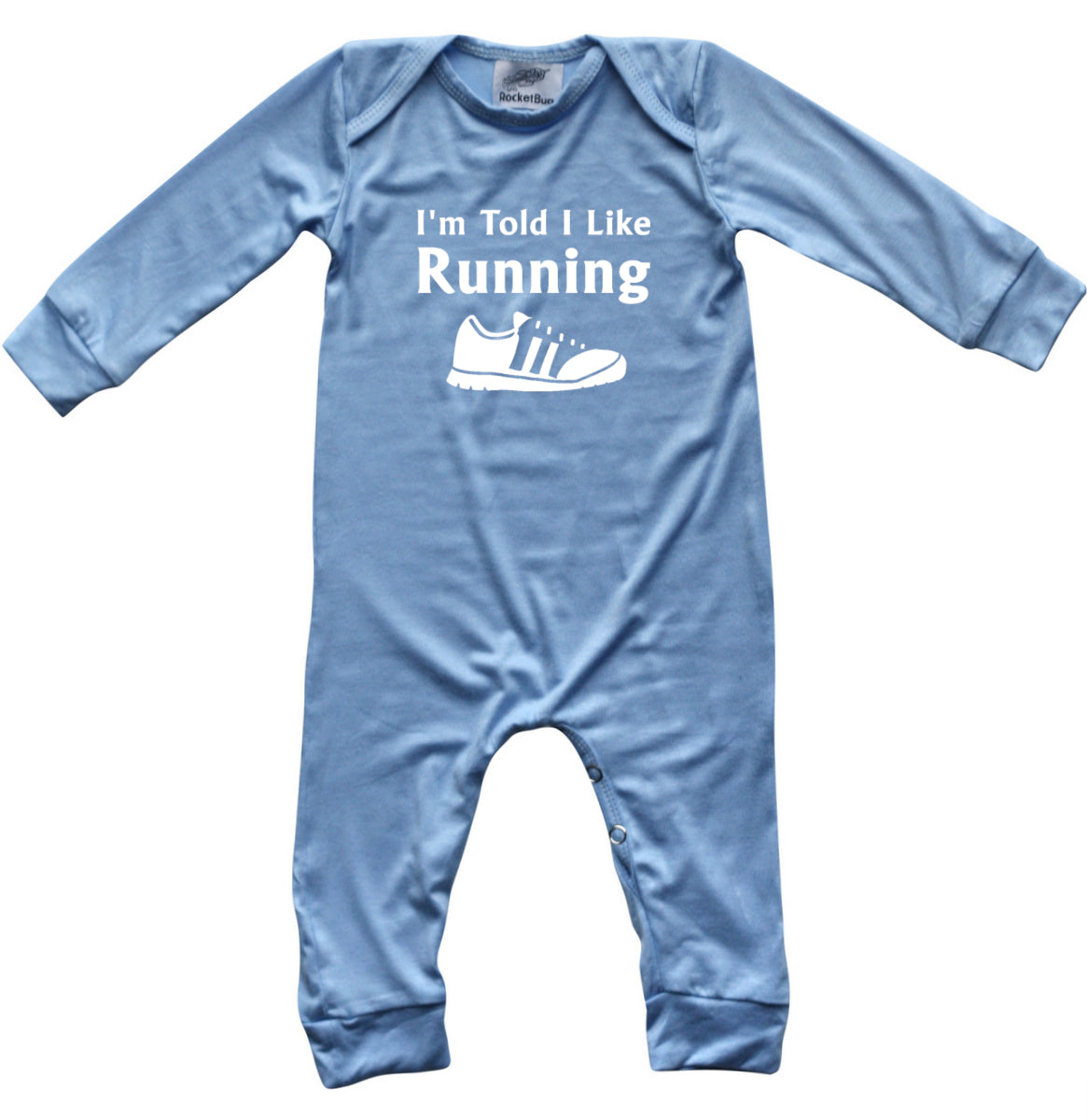 I'm Told I Like Running Long Sleeve Romper Silky Light Blue