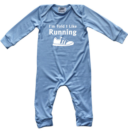 I'm Told I Like Running Long Sleeve Romper Silky Light Blue