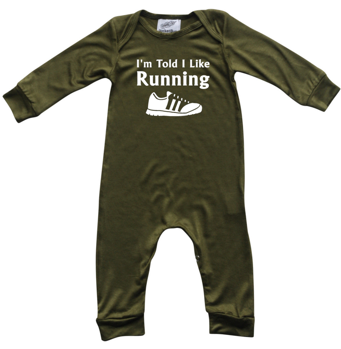 I'm Told I Like Running Long Sleeve Romper Silky Army Green