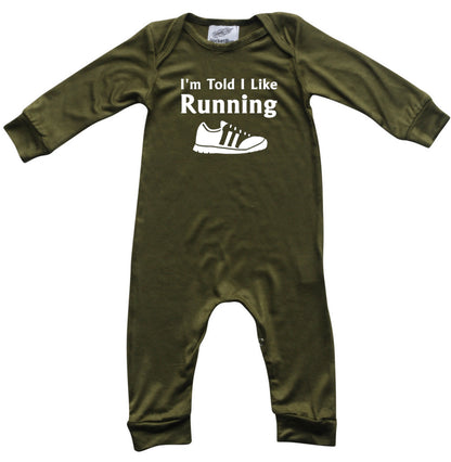 I'm Told I Like Running Long Sleeve Romper Silky Army Green