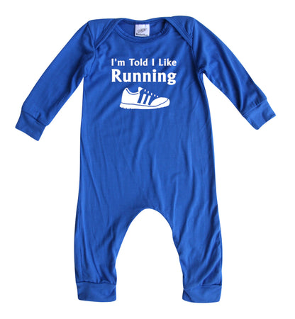 I'm Told I Like Running Long Sleeve Romper Silky Royal Blue