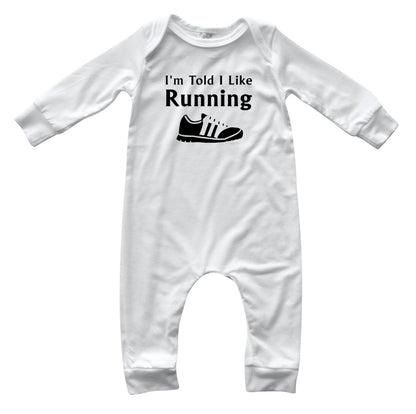 I'm Told I Like Running Long Sleeve Romper Silky Off White