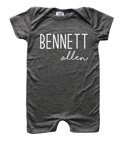 Personalized First + Middle Name (Modern Cursive) Silky Baby Romper Shorts for Boys and Girls