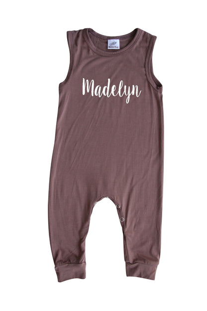 "Lush" Personalized Custom Silky Sleeveless Baby Romper for Boys and Girls