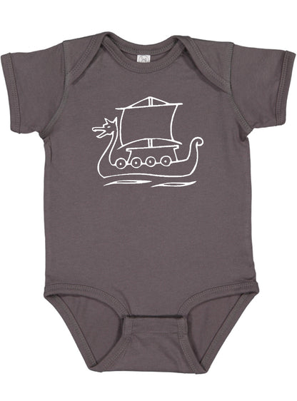 Viking Ship Silhouette Baby Bodysuit