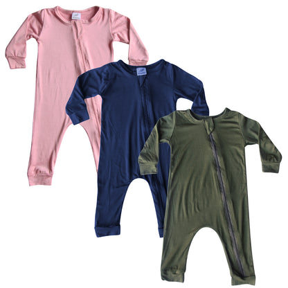 Silky Long Sleeve Zipper Baby Romper