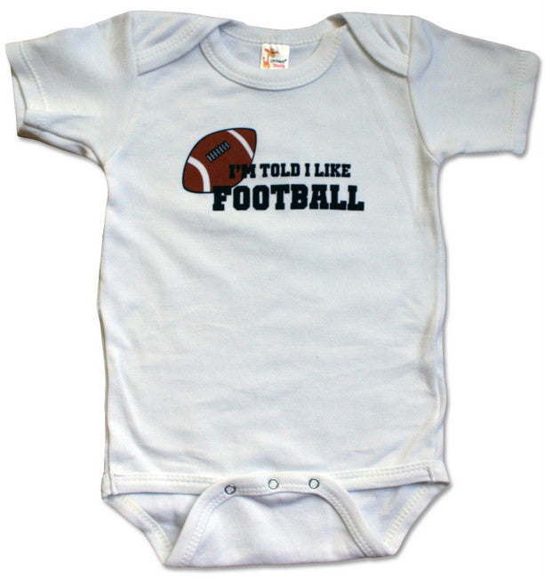 I'm Told I Like Football Graphic Baby Bodysuit 0-3m, short sleeve onesie