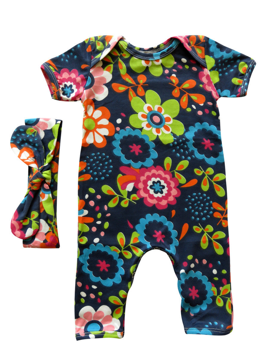 Girls Baby Romper with Matching Headband