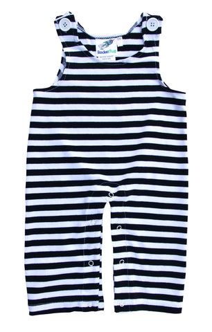 Gender Neutral Baby and Toddler Overalls - Black and White Stripes