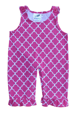 Girls Baby and Toddler Overalls - Hot Pink Pattern