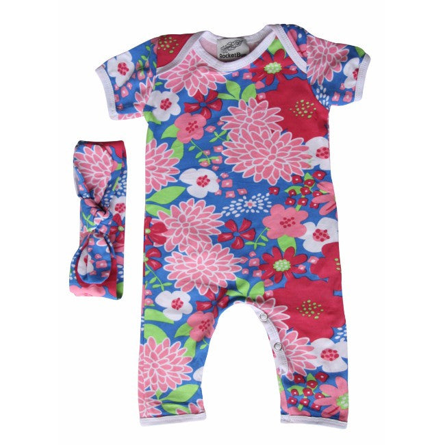Girls Baby Romper with Matching Headband