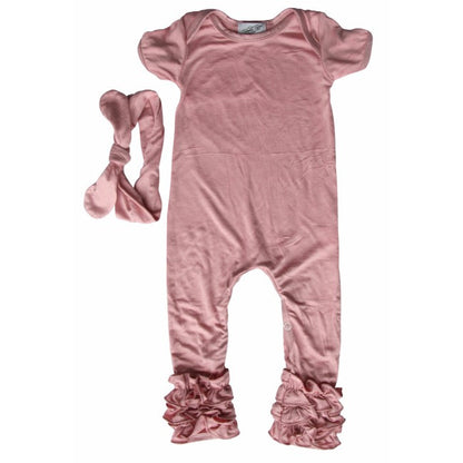 Girls Baby Romper with Matching Headband