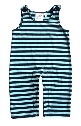 Gender Neutral Baby and Toddler Overalls - Navy and Light Blue Stripes