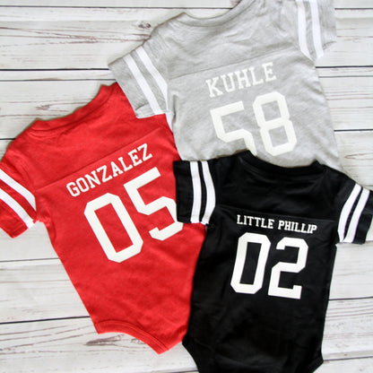 Custom Football Jersey Baby Bodysuit Personalized with Name and Number (Back Only)
