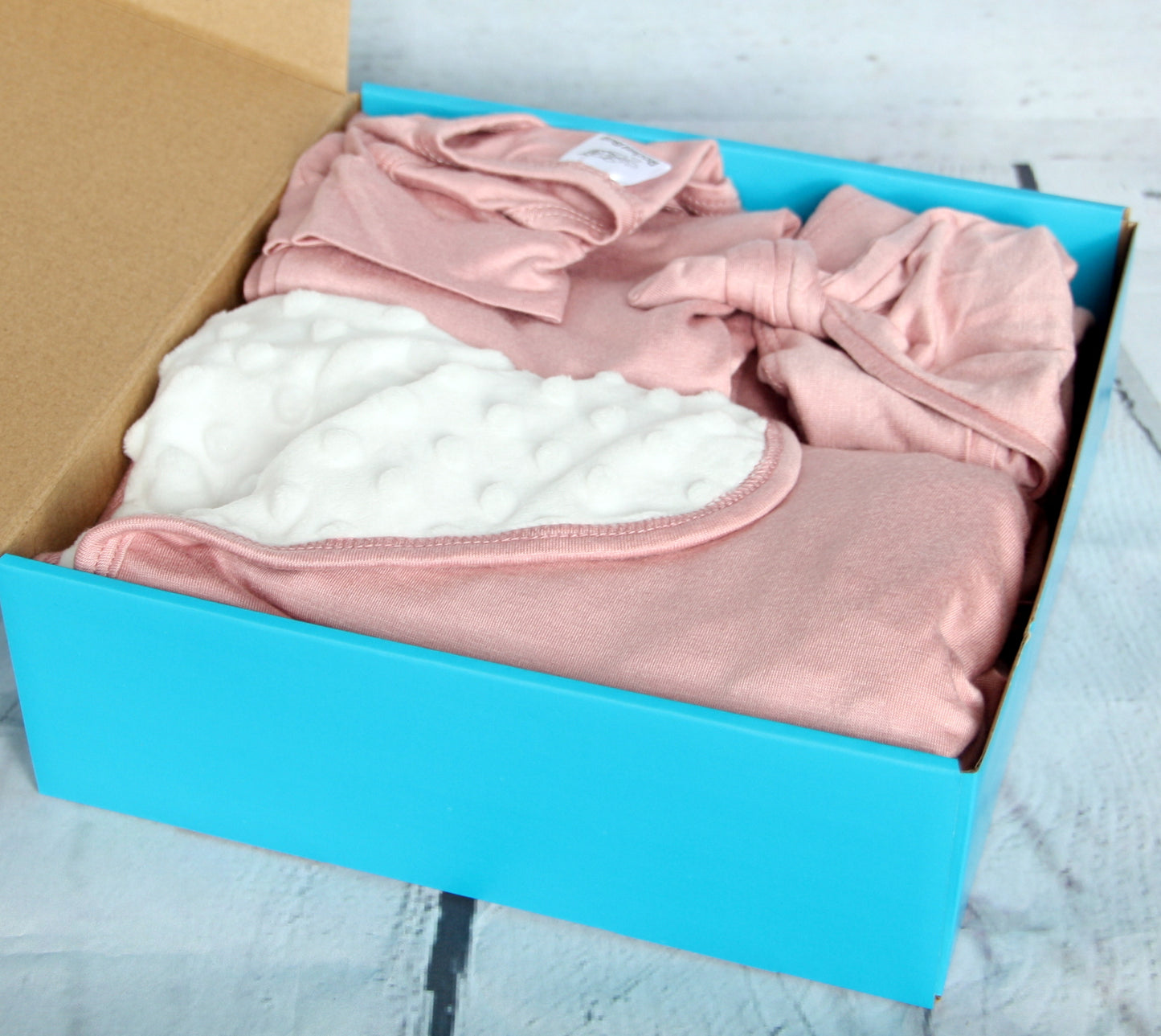 Rocket Bug 'Lush' PERSONALIZED GIFT SET- Silky Long Sleeve Baby Romper, Matching Blanket, and Hat or Headband
