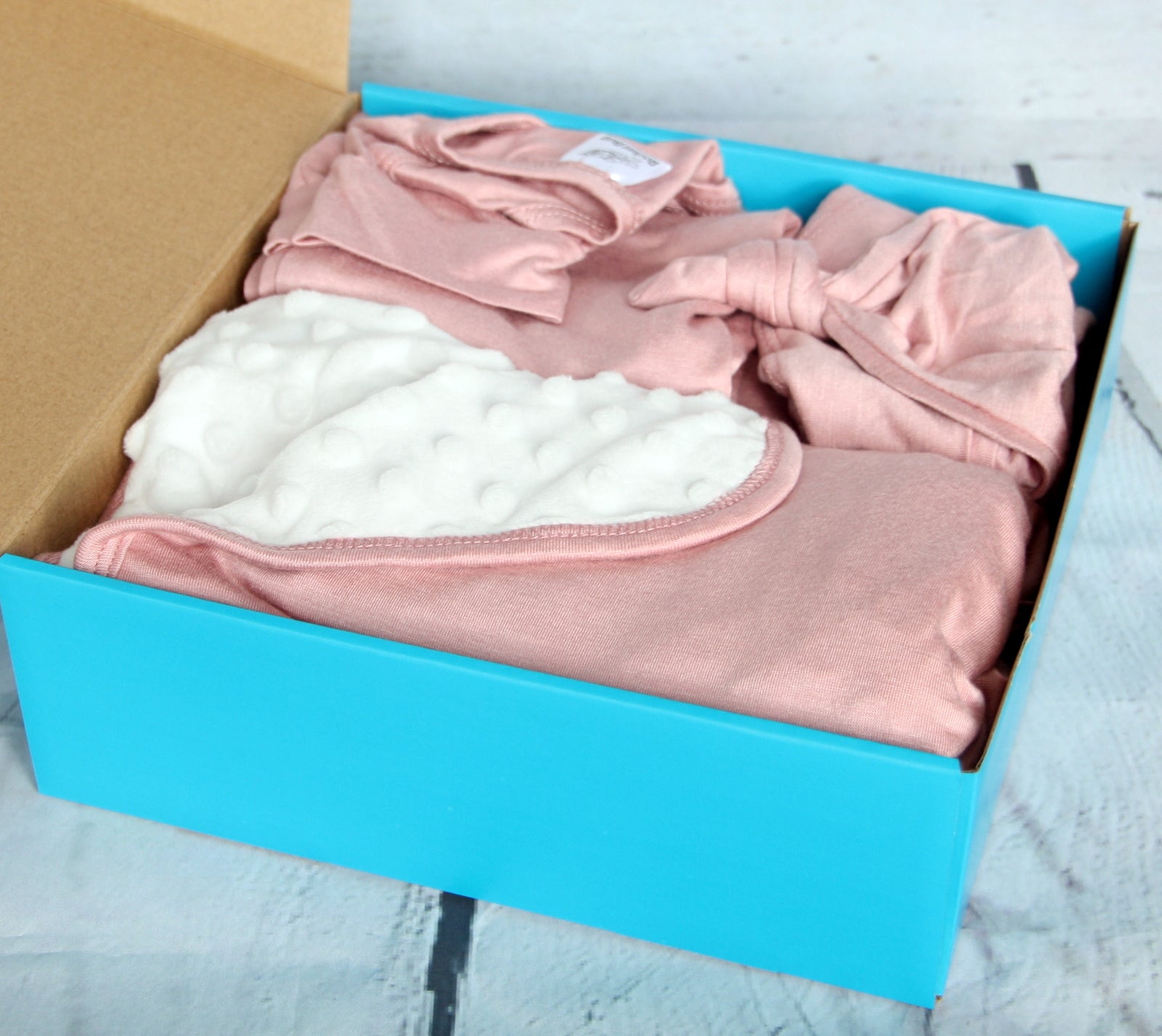 Rocket Bug 'Lush' PERSONALIZED GIFT SET- Silky Long Sleeve Baby Romper, Matching Blanket, and Hat or Headband