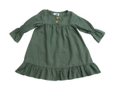 Long Sleeve Pleated Baby, Toddler, and Girls Linen Cotton Dress for Babies, Toddlers, and Kids