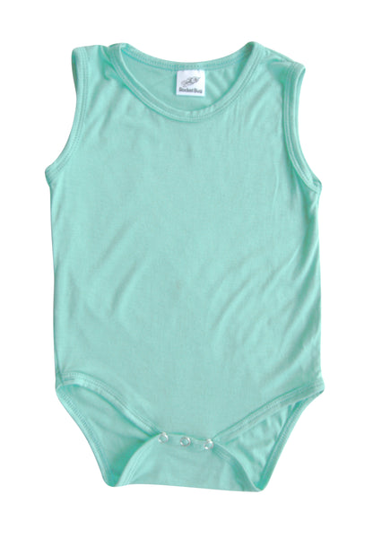 Silky Sleeveless Baby Bodysuit-Unisex, Boys, & Girls, Infant Sleeper Silky Seafoam