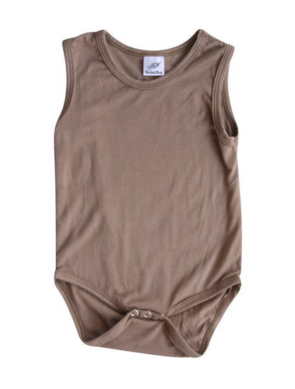 Silky Sleeveless Baby Bodysuit-Unisex, Boys, & Girls, Infant Sleeper Silky Light Brown