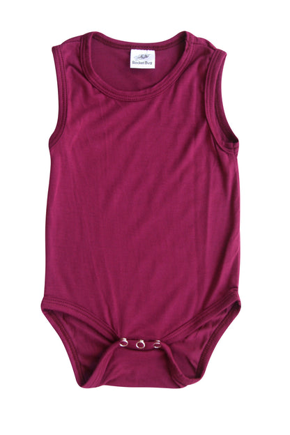 Silky Sleeveless Baby Bodysuit-Unisex, Boys, & Girls, Infant Sleeper Silky Wine