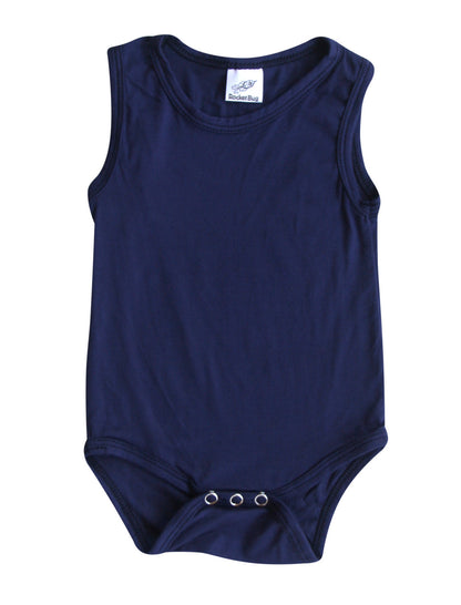 Silky Sleeveless Baby Bodysuit-Unisex, Boys, & Girls, Infant Sleeper Silky Navy