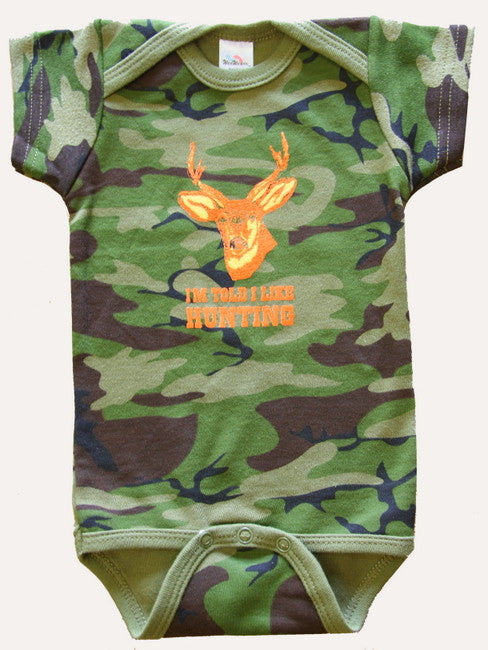 I'm Told I Like Hunting Graphic Baby Bodysuit 0-3m, short sleeve onesie
