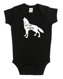 "I Will Be Mighty" Wolf Animal Silhouette Baby Bodysuit