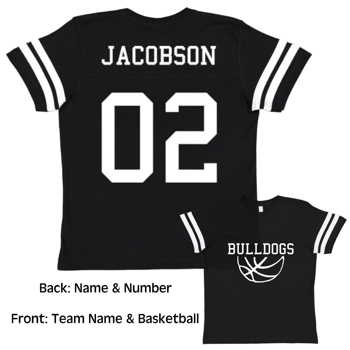 Custom Basketball Team Jersey Toddler and Child Personalized with Name and Number (Front & Back)
