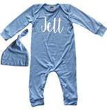'Lush'  Personalized Custom Silky Long Sleeve Baby Romper + Hat for Boys and Girls-Gender Neutral