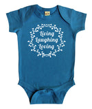 "Living, Laughing, Loving" Baby Bodysuit