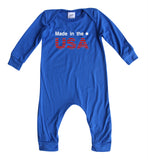 USA Silky Long Sleeve Baby Romper for Boys and Girls -Gender Neutral, Baby Shower gift, newborn, summer, 4th of July