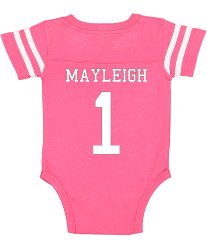 Custom Football Jersey Baby Bodysuit Personalized with Name and Number (Back Only)