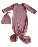 Rocket Bug Silky Knotted Baby Gown with Knotted Hat, Unisex, Boys, & Girls, Infant Sleeper