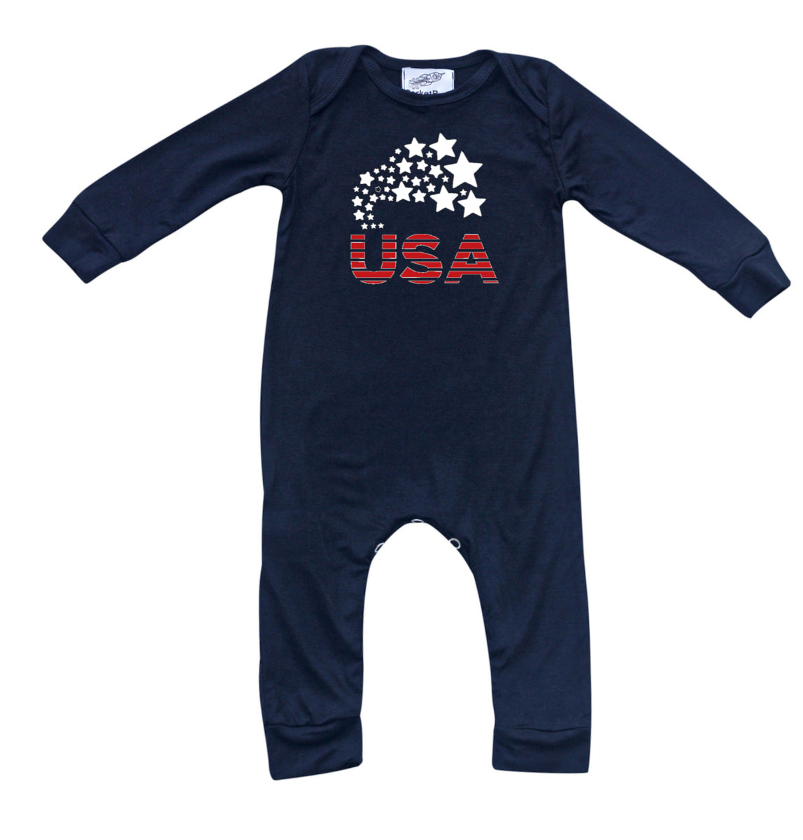 USA Silky Long Sleeve Baby Romper for Boys and Girls -Gender Neutral, Baby Shower gift, newborn, summer, 4th of July